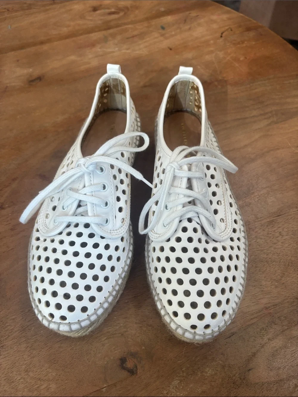 Loeffler Randall White Perforated Lace-Up Espadrilles